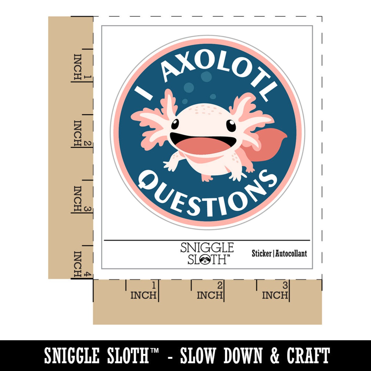 I Axolotl Questions Ask Lot Pun Funny Waterproof Vinyl Phone Tablet Laptop Water Bottle Sticker Set - 5 Pack